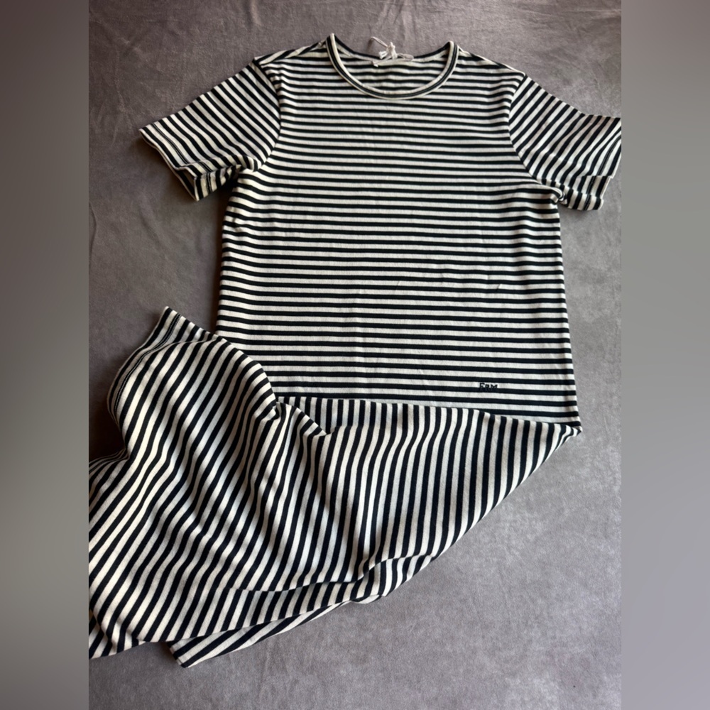 Frame Denim Black and White Striped Tee